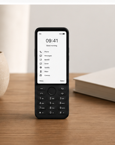 RO phone resting on a wooden desk